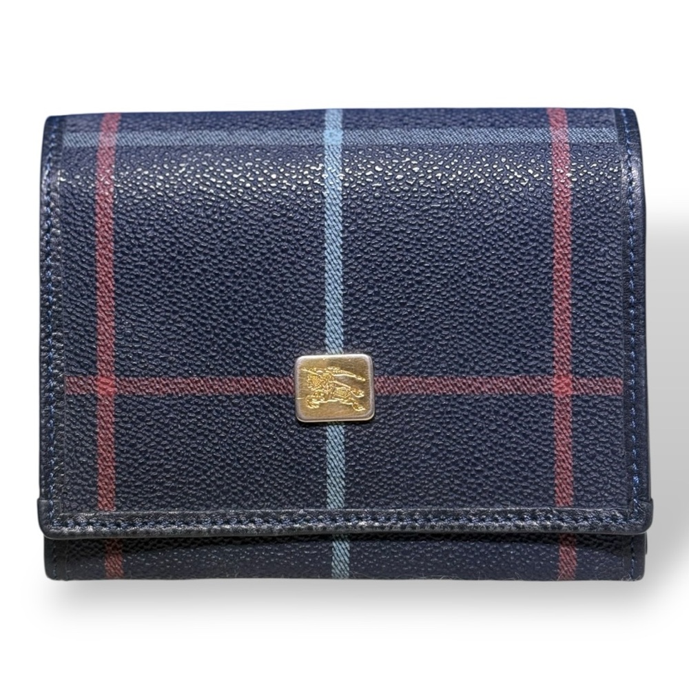 Burberry Blue and Red Checkered Wallet